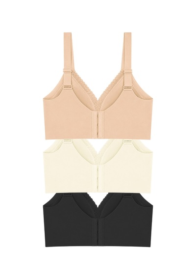 Cottonill Seamless Bra - Seravia Lazer Kesim Dantelli Minimizer Kadın Sütyen 3'lü Paket-2 Çok Renkli