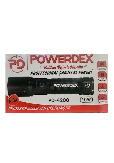 Powerdex Pd-4200 Şarjlı El Feneri 10w Siyah