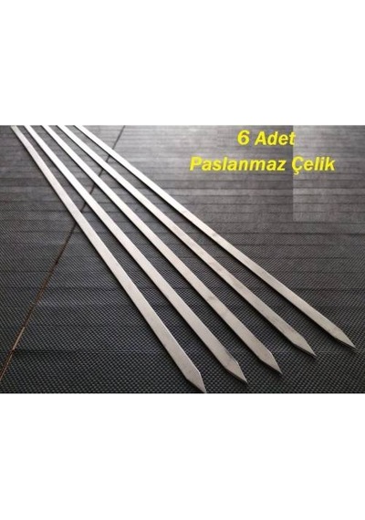 6 Adet Ömürlük Paslanmaz Çelik Krom Adana Kebap Şişi Kıyma
