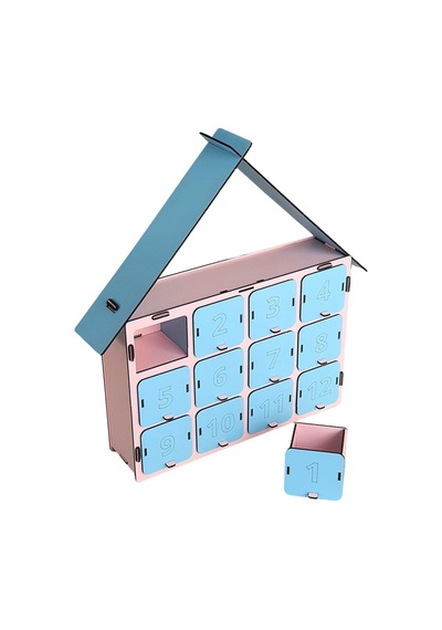 Mingitav Adventa Advent Calendar Ahşap 12 Çekmeceli Numaralı Karne Yılbaşı Doğum Günü Ödül Boş Hediye Kutusu Çocuk Odası Dekoru Pastel Pembe - Pastel Mavi - 889418564 Pastel Pembe - Pastel Mavi