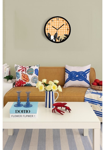 Köpek Tasarım Modern Duvar Saati - 25cm - Önü Camlı Siyah Kasa - Sessiz Mekanizma-jh0772 Siyah