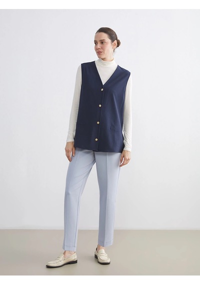 LC Waikiki Lcw Grace Indigo V Yaka Kadın Yelek İndigo