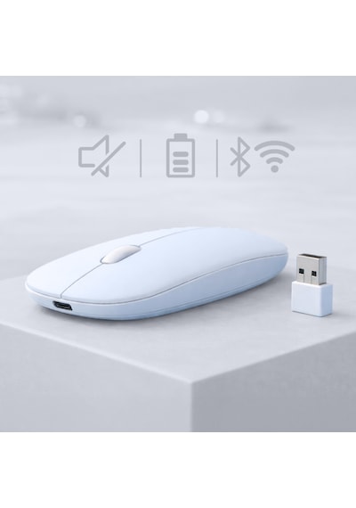 Tablet Ve Telefon İçin Bluetooth Mouse Apple Uyumlu iOS Android Şarjlı Batarya Usb Dongle Ve Kablo Dahil 13515