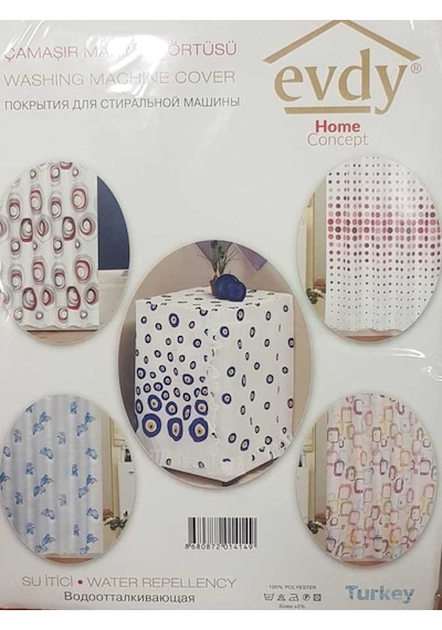 Evdy Banyo Duş Perdesi Çamaşır Makinesi Örtüsü Takım 2102 Model Çok Renkli