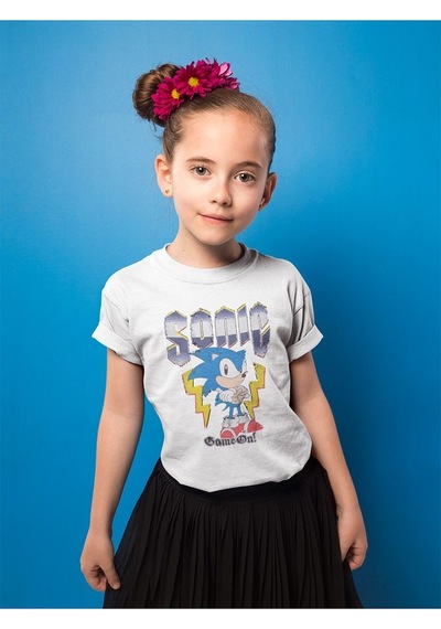 Sevbano Unisex Süper Sonic Şimşek Baskılı Çizgi Film Çocuk Tişört 1-12 Y Beyaz