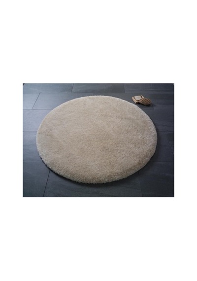 Sarar Yuvarlak Düz Renk Açık Bej Peluş Post Kaydırmaz Jel Taban Halı Peluş