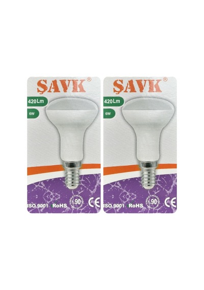 2 Adet Şavk 6w 37w Sarı Işık 3000k E14 Duylu İnce Duy Led R50 Ampul