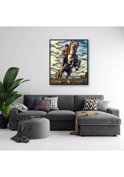 Şahlanan Atta Başkomutan - Metal Tablo - Dec0326 56 X 65 Cm Çok Renkli