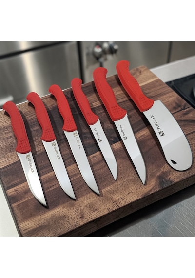 Sürlaz 5 Parça Mutfak Bıçak Seti Red Series -