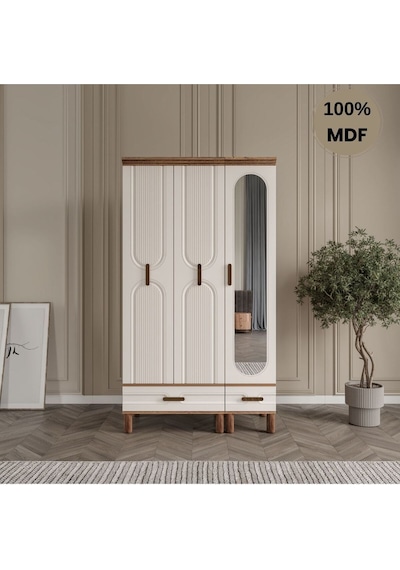 Zen 3 Kapak Ayaklı Tasarım Country Mdf Gardırop Aytaşı
