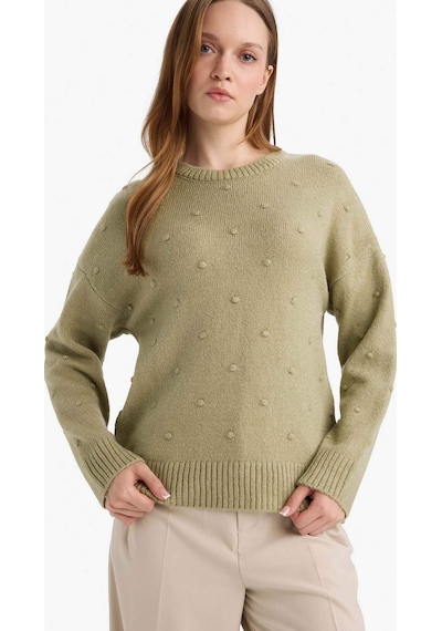 Defacto Relax Fit Bisiklet Yaka Triko Kazak G4197ax25wnkh271 Haki-kh271