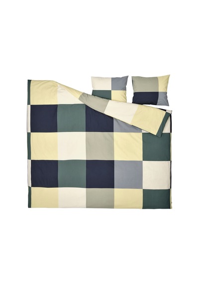 Ikea Brunkrıssla Çift Kişilik Nevresim Takımı 220 X 240 Cm Koyu Gri - Sarı - Koyu Yeşil - Koyu Lacivert Çok Renkli