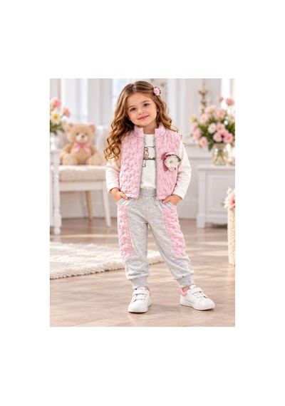 Messlife Yıldız Desenli 3 Parça Kız Çocuk Takımı Pembe - 929618188 Pembe