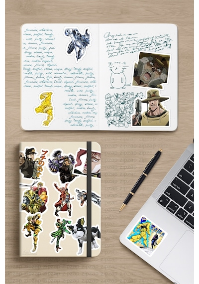 Jojo No Kimyou Na Bouken Part 3 Anime Telefon Laptop Yapışkanlı Folyo Sticker Paketi 25 Adet Çok Renkli