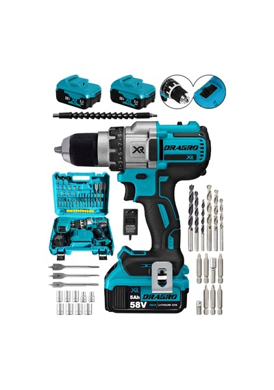 Dragro XR58 58V 5AH Sarı Darbeli Akülü Vidalama Makinesi - Mavi