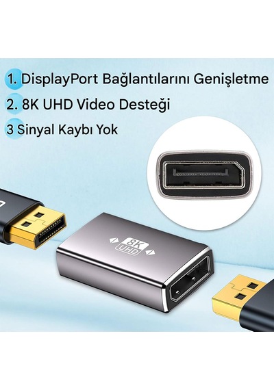 8k Display Port 1.4 Dişi Dişi Bağlantı Adaptörü 8k-60hz Dp Uzatma Adaptörü