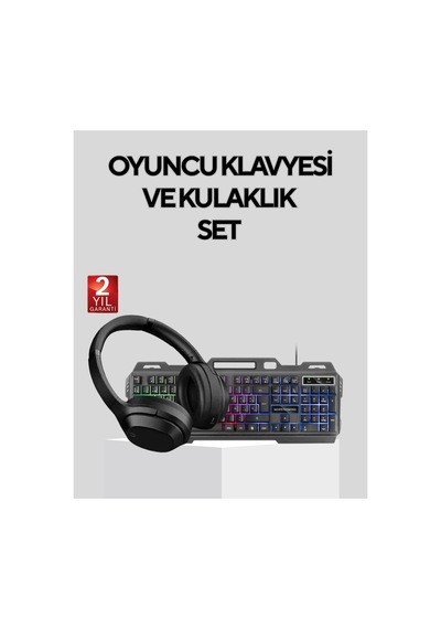 Set Işıklı Klavye Mouse + Bluetooth 5.2 Kulaklık Paketi - Hs08378296-1472 Renkli