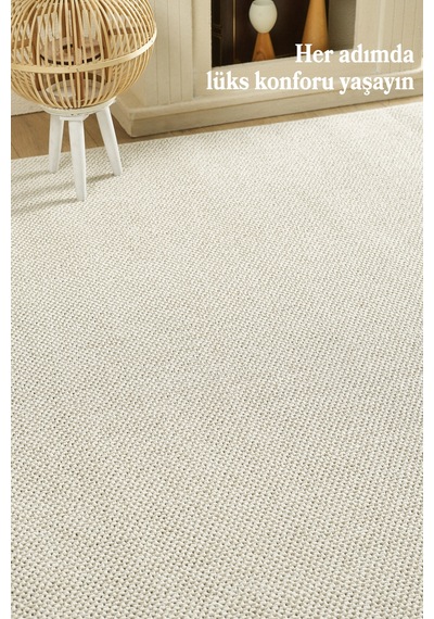 Modern Halı Sisal Bukleli Halı Krem Halı Salon Halısı Oturma Odası Halısı Koridor Halısı Yolluk Krem