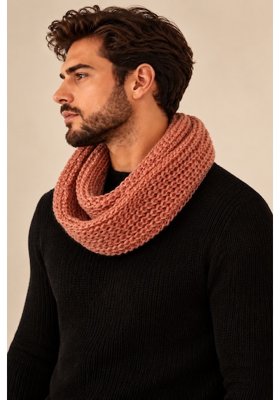 Boldy Örme Boyunluk Triko Atkı Somon Unisex (528295206)
