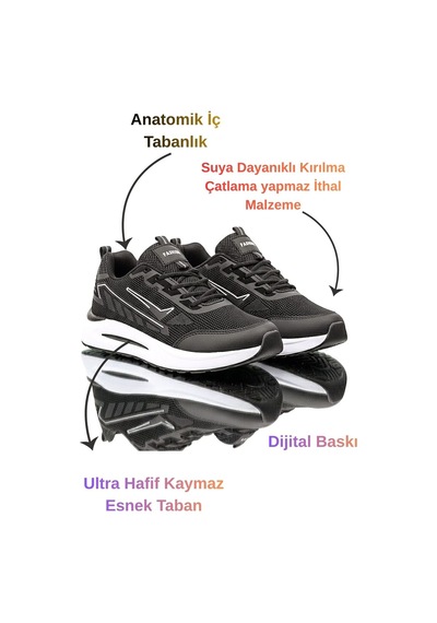 Mcdark Kadın Siyah Beyaz Trenj Bağcıklı Ortopedi Sneaker Ayakkabı