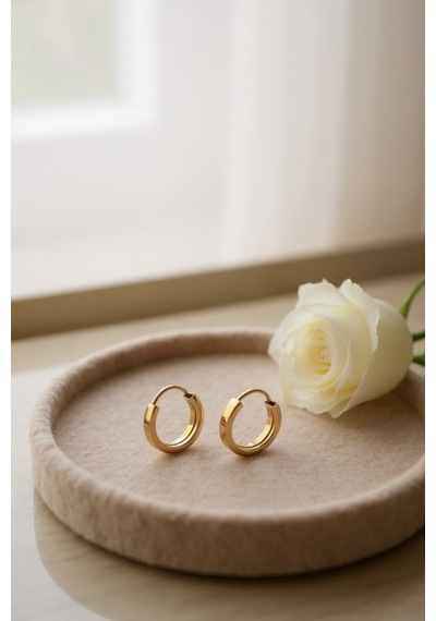 Çgk Çiğdem Gürel Kuyumculuk 1.3 Cm Halka Altın Küpe Gold