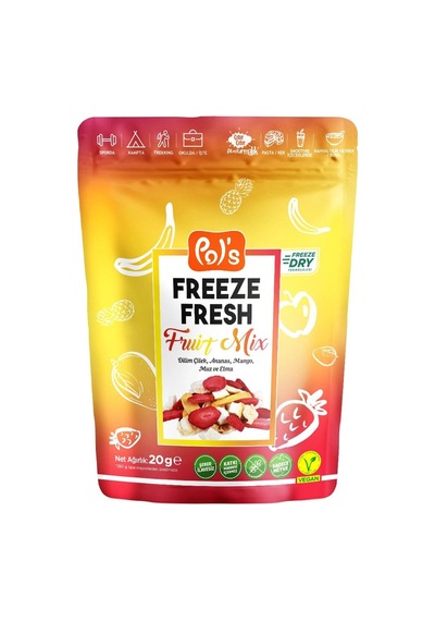 Pol's Freeze Fresh 20 G Fruit Mix - Çıtır Çıtır Doğal Meyve Atıştırmalığı 4'li Avantaj Paketi - Tarı