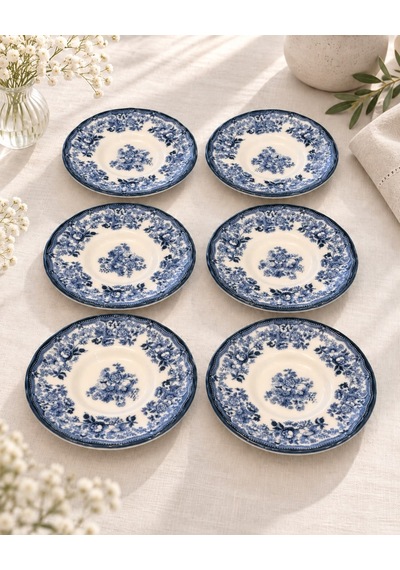 6'lı Velour Navy Çay Tabağı -7769 Çok renkli