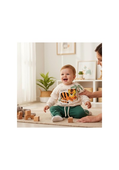 Altıntaş Baby Kaplan Safari Temalı Premium Kalite Mevsimlik Ekstra Yumuşak 2 Li Takım Yeşil Yeşil