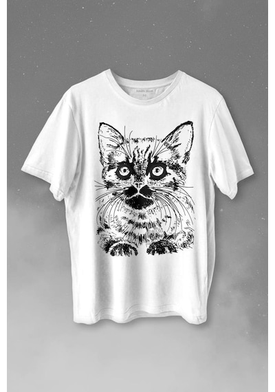 Siyah Kedi Black Cat Çizim Baskılı Tişört Unisex T-shirt 001