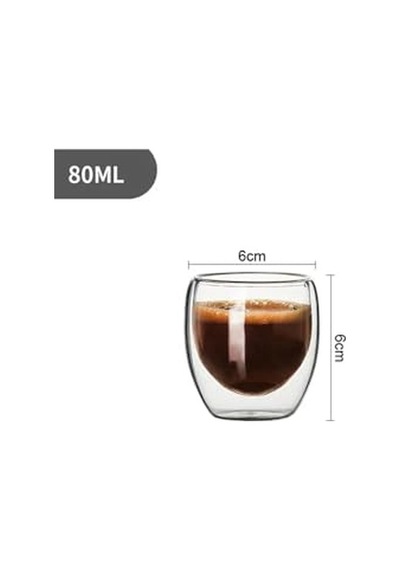 Needd Çift Katmanlı Espresso Cam Bardak Seti 2'li 80 Ml Borosilikat Cam, Isı Yalıtımlı Double Wall Tasarım Es Diğer