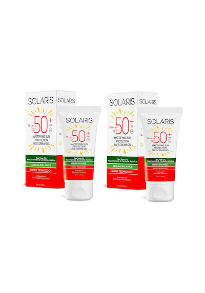 Solaris Yağlı Ciltler İçin Koruyucu ve Maylaştırıcı Jel Yüz Kremi SPF50+ 2 x 50 ML