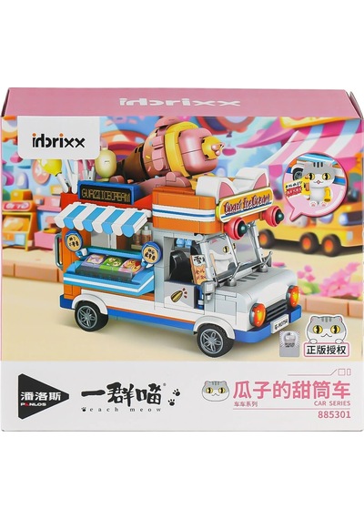 P885301 Panlos Brick - One Meow Serisi - Guazi'nin Dondurma Arabası 723 Parça Yapım Seti