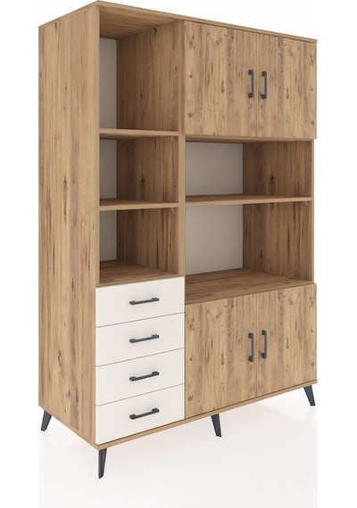 Kronos Dolap 8 Raflı 4 Çekmeceli 4 Kapaklı 132x59x195 Çam-çam... Çam