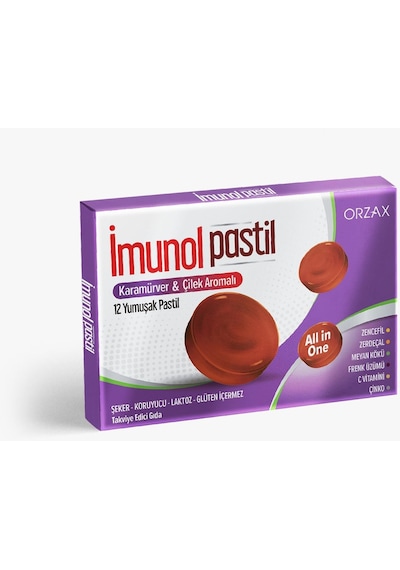 Orzax İmunol Karamürver & Çilek Aromalı 12 Pastil