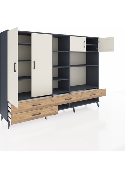 Hyperion Dolap 12 Raflı 4 Çekmeceli 4 Kapaklı 220x44x163 Antrasit-aytaşı/çam Aytası/atlas Çam - Antrasıt Hyperion Dolap 12 Raflı 4 Çekmeceli 4 Kapaklı 220x44x163 Antrasit-aytaşı/çam Aytası/atlas Çam - Antrasıt