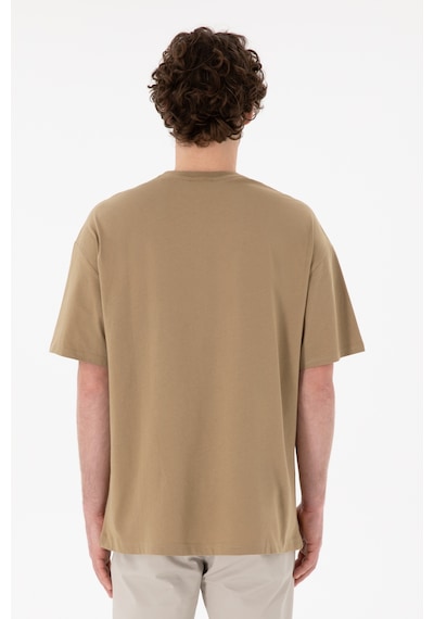 U.S. Polo Assn. Erkek Oversize Fit Bisiklet Yaka Haki Tişört 50305923-VR027