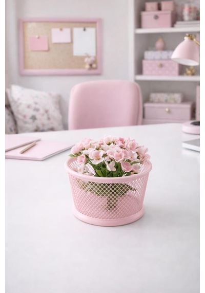 Nd-1021 Premium Metal Tel Kalemlik Pembe Ofis & Home Ofis Düzenleyici Pembe