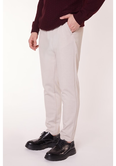 Braccas Erkek Yandan Cepli Beli Yarım Lastikli Slim Fit Chino Bej Pantolon Bej