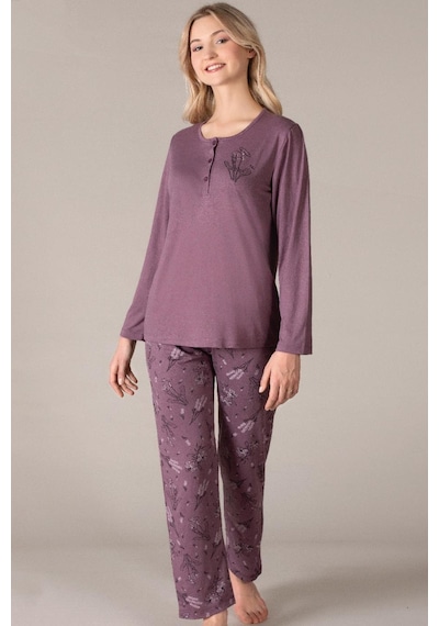 Uzun Kol Mevsimlik Pijama Takımı Viskon Alperi 790-38 MÜRDÜM