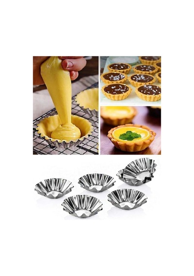 12 Adet Tartolet Kalıbı Kek Kurabiye Tart Kalıbı Çelik Gri Diğer