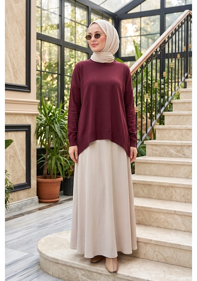 Nuss Basic Triko Rayon Tunik 902 Vişne