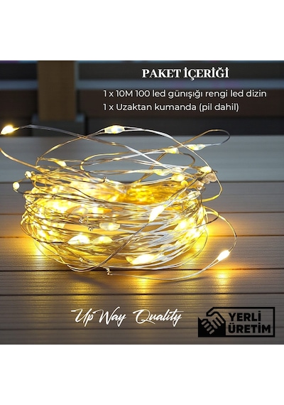 Upway 10 Metre Günışığı Kumandalı 100 Led Işık - Usb Dekoratif Aydınlatma