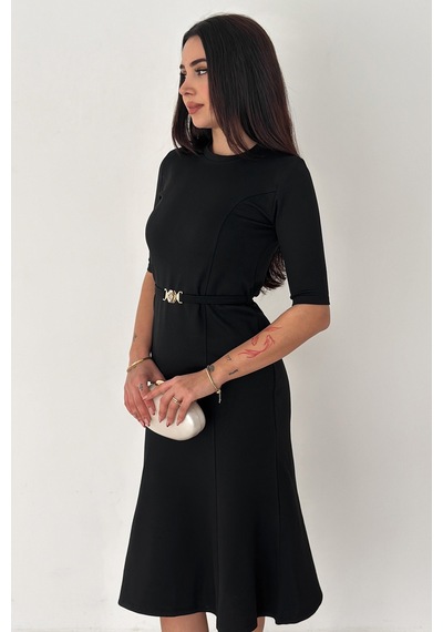 Noa & Noa Kadın Kemer Detaylı Midi Elbise Belted Elegance Siyah Noa & Noa Kadın Kemer Detaylı Midi Elbise Belted Elegance Siyah