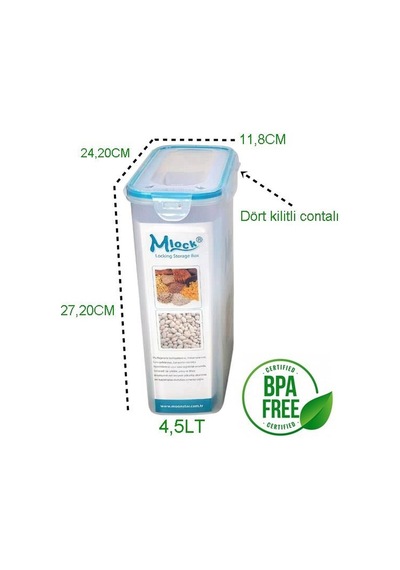 Moonstar Mlock Hava Sızdırmaz Kilitli Çok Amaçlı Saklama Kabı 45 Çok Renkli