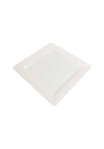 Plastik Kare Tabak Beyaz 22 Cm - 10 Adet