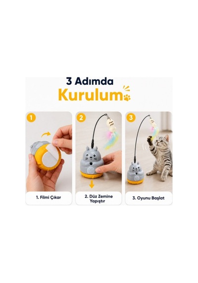 1 Adet Kedi Figürlü Dönen Peluş Balıklı Olta Oyuncağı