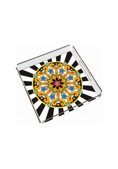 Modern Figüratif Pleksi Tepsi - 25x25cm