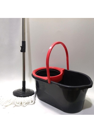 Microfiber Püsküllü Dönerli Mop Temizlik Kova Seti 360 Metal Saplı Santrafüj Sistem Sık-sil-yıka-arı