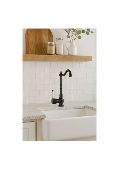 Rena Design Rustik Mat Siyah Mutfak Evye Bataryasi Otantik Osmanli Prinç Gövde Vintage Tasarim Çanak Lavabo