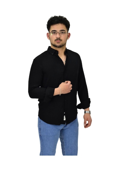 Erkek Spor Silim Fit Uzun Kol Gömlek G5019 Bgl-st04493 Siyah